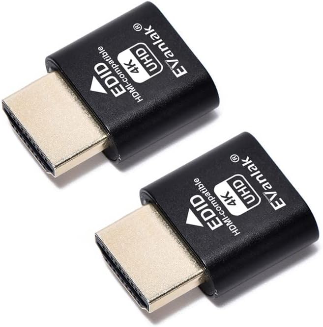 EVanlak HDMI Dummy Plug Headless Ghost Display Emulator Premium Aluminum PC（Fit Headless-3840x2160@60H New 3RD）-2Pack