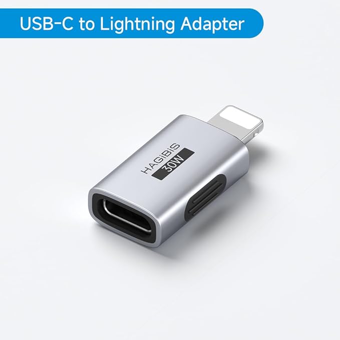 Hagibis USB-C to Lightning Adapter 2 Pack, 30W Fast Charging Type-C Female to Lightning Male Charging Converter, Date Transfer for iPhone 8/Xs/11/12/13/14 Pro Max AirPods iPad (ZJTN03)
