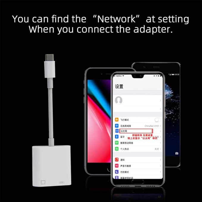 NFHK Type C USB-C to 100Mbps Networking RJ45 with PD Power Charge Adapter Compatible with Laptop Tablet Phone