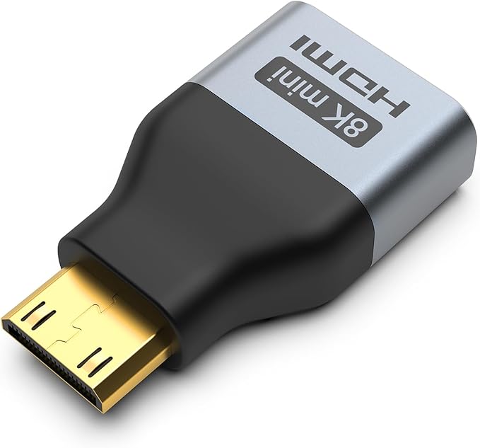 VCE Mini HDMI to HDMI Adapter, 8K@60Hz/4K@120Hz UHD Gold-Plated Converter and Alloy Housing 48Gbps HDMI 2.1 High-Speed for Camera, Tablet, Laptop to TV, Monitor, Projector, PS5, Xbox