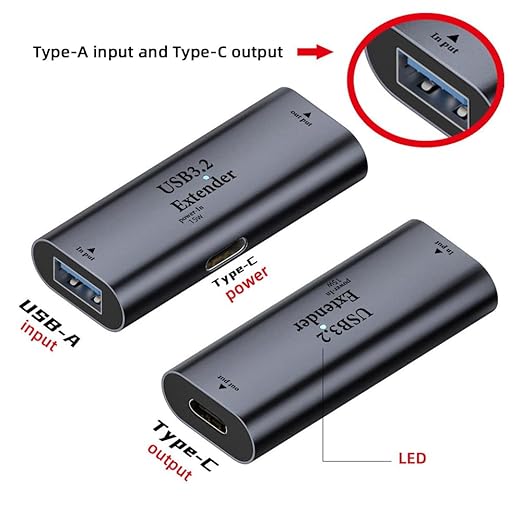 cablecc Active Repeater USB 3.0 Adapter Type-A Female Host to Type-C Female Device Extender with Chipset for Camera Printer Computer