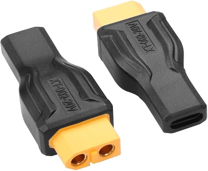 2-Piece Set XT60 Female to USB-C Female Adapter/Type-C to XT60 Connector Cable Compatible with Laptops, Tablets, Power Banks, and Outdoor Power Supplies