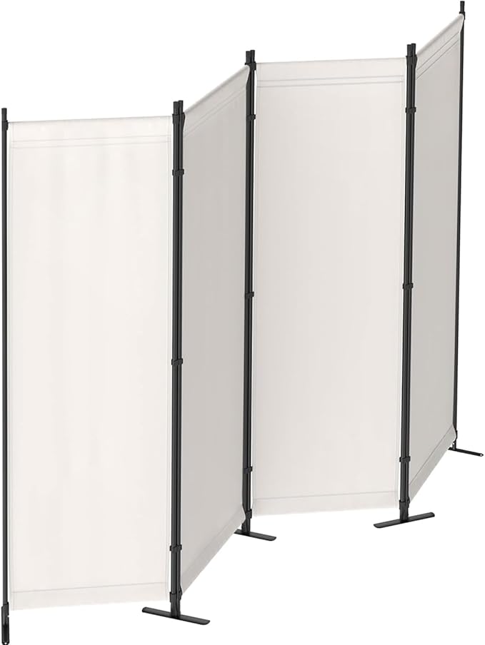 Morngardo Room Divider, Folding Privacy Screens, 4 Panel Room Partitions, 88" Foldable Wall Dividers, Portable Separating for Home Office Bedroom Dorm Decor (White)