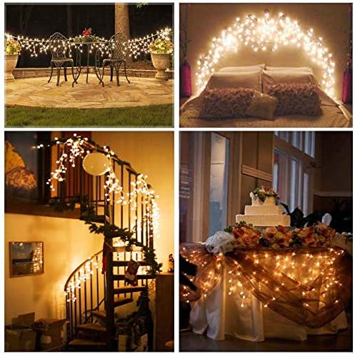 Toodour Christmas Icicle Lights Outdoor, 360 LED 29.5ft 8 Modes Fairy Icicle String Light with 60 Drops, Led Christmas Lights Twinkle for Holiday, Party, Wedding, Eaves, Xmas Decorations (Warm White)