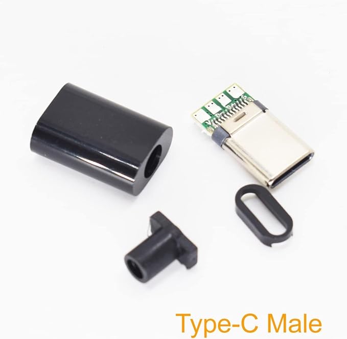 10 Sets USB 3.1 Type C Connector 24 Pin Male Plug DIY Solder Wire USB C Male Adapter Cable for DIY Data Line Interface