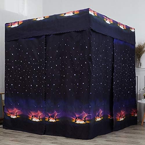 Mengersi Galaxy Star Four Corner Post Bed Curtain Canopy Bedroom Decoration for Girls Adults Windproof Lightproof Bed Canopies Child Gift (Queen,Black)