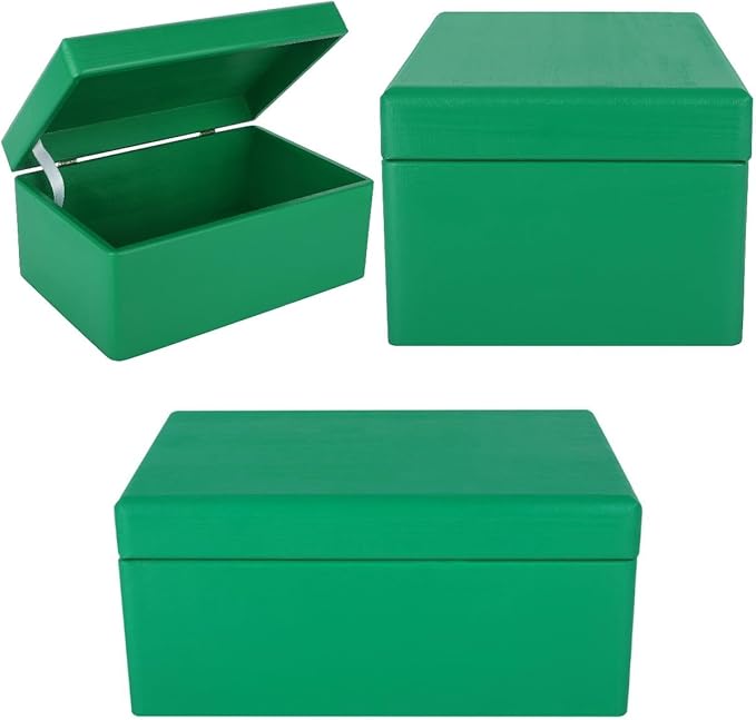 Large Green Wooden Box Storage with Hinged Lid | 11.8 x 7.87 x 5.51 inches (+-0.5) | Gift Box Storage | Product NOT Intended for 15 Years OR Below