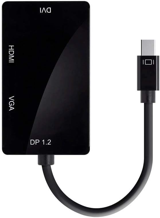 Monoprice Mini DisplayPort 1.2a / Thunderbolt to 4K HDMI, DVI, and VGA Passive Adapter, Black (112799)