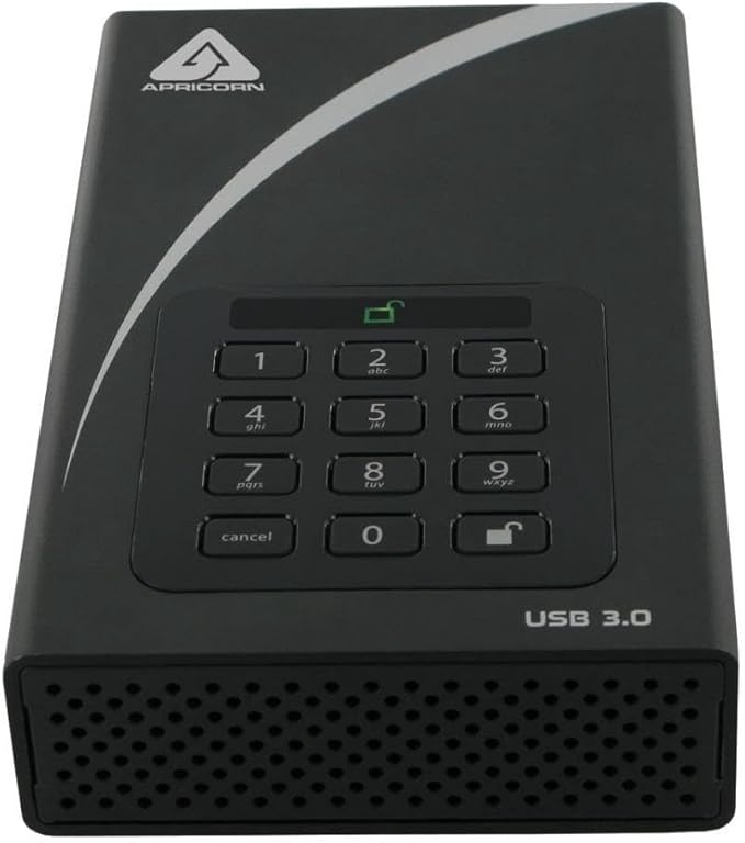 Apricorn 4TB Aegis Padlock DT 256-bit Encryption USB 3 Hard Drive (ADT-3PL256-4000)