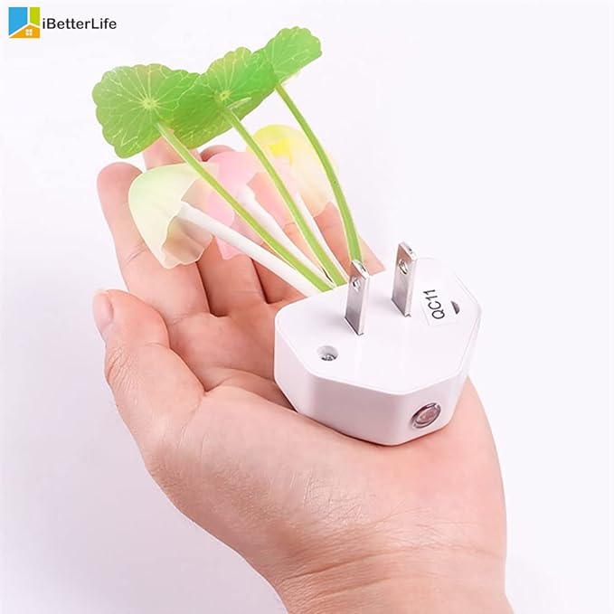 iBetterLife LED Night Light Smart Sensor 0.6W Color Changing Plug-in Night Lights for Kids Adults Cute Mushroom Night Light Bedroom Home Decor Light Wall Lamps NightLight