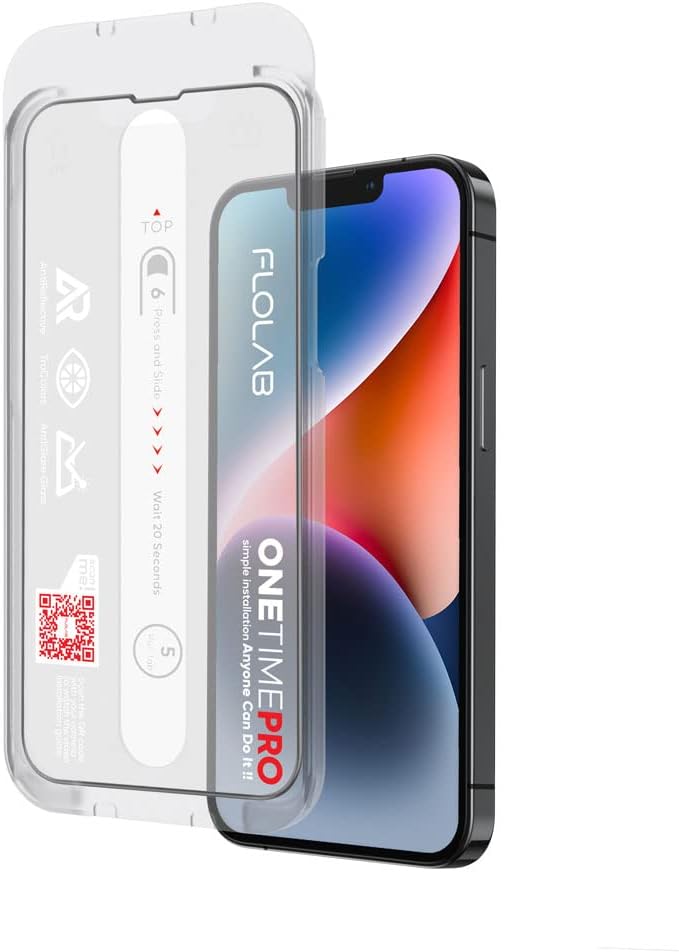 FLOLAB NanoArmour ONETIME PRO Anti Reflective iPhone 14 Plus / 13 Pro Max Screen Protector, Durable Matte Surface