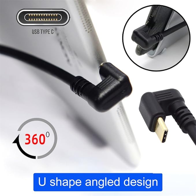 xiwai 90 Degree USB-C Type-C USB 3.1 Male to USB 3.0-A Female Adapter 10Gbps OTG Data Power Cable 30cm Opposite U Shape Back Angled