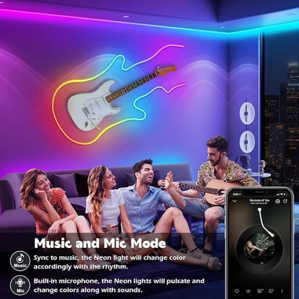 120Ft Neon Rope Lights,Flexible Led Rope Lights Control with App/Remote,Multiple Modes Rope Lights,IP65 Outdoor RGB Led Neons Lights,Music Sync Gaming Led Neon Light Strip for Bedroom Decor (120FT)