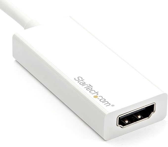 StarTech.com USB C to HDMI Adapter - White - 4K 60Hz - Thunderbolt 3 Compatible - USB Type C to HDMI Dongle Converter (CDP2HD4K60W)