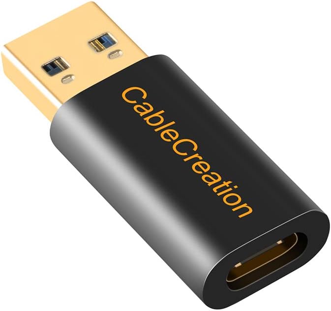 CableCreation 3-Pack USB C Female to USB Male Adapter, USB 3.1 5Gbps to USB C Adapter Compatible with Laptops, Logitech StreamCam VR Link for Charging