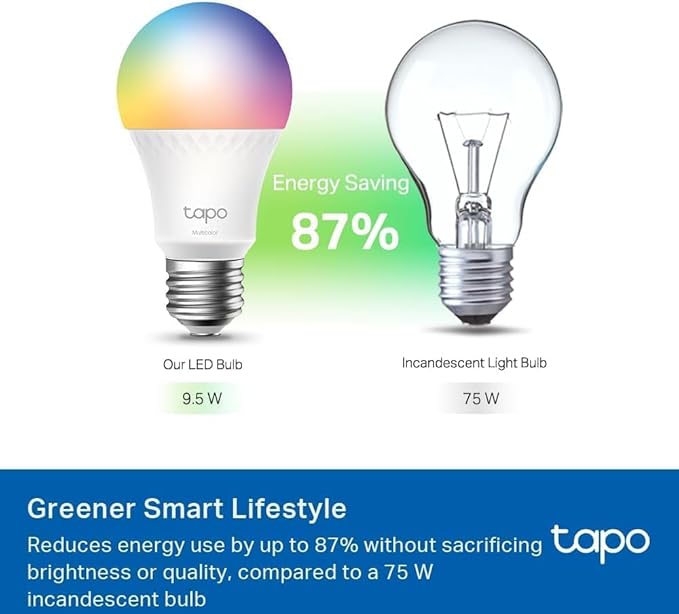 TP-Link Tapo Smart Light Bulbs, 1100 Lumens High Brightness (75W Equivalent), Matter-Certified, 16M Colors WiFi Light Bulb, Dimmable, Works w/Siri, Alexa & Google Home, A19 E26, Tapo L535E(2-Pack)