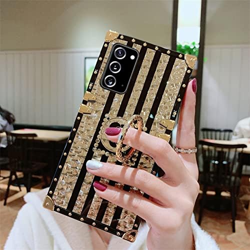 for Samsung Galaxy A53 5G Case, Gold Bling Glitter Rose Flower Design Soft Trunk Cover with Ring Kickstand