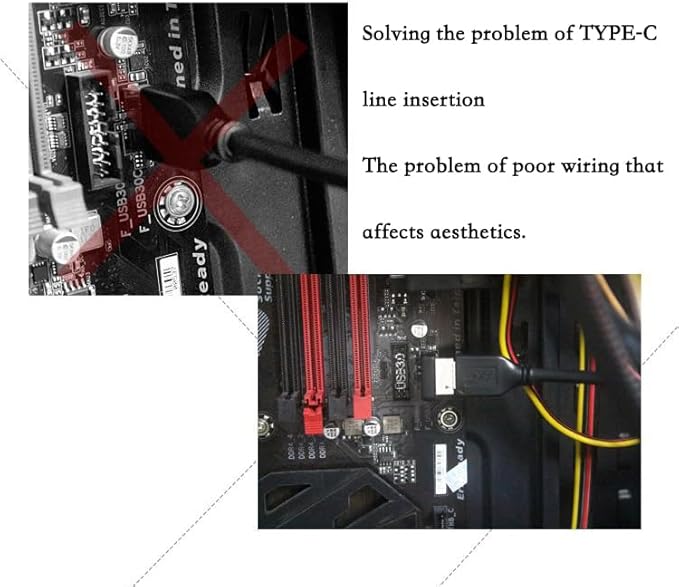 USB 3.2 Type-E 90 Degree Front Panel Socket, Vertical USB C Header Adapter Converter for Computer Motherboard (PH74A)