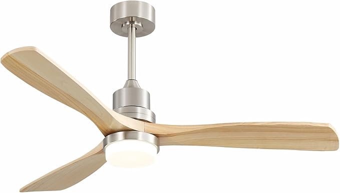 Sofucor 52 Inch Ceiling Fans With Lights, Solid Wood Indoor/Outdoor Ceiling Fan with Lights Remote Control, Reversible DC Motor, 3 Blade Modern Ceiling Fan Light for Bedroom Patio Farmhouse