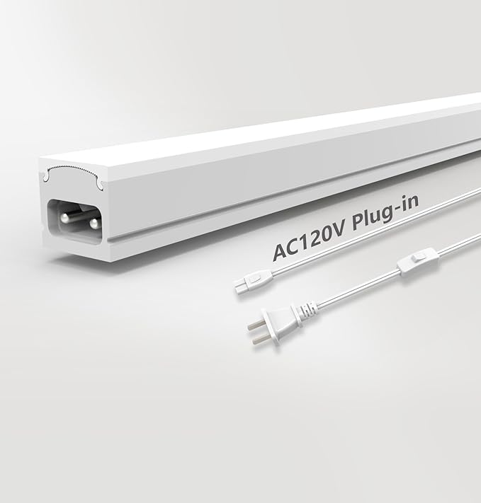 Under Cabinet Lighting Plug in, 12 Inch 1 Pc, Linkable AC120V 3CCT 3000K/4000K/5000K Ultra Slim, LED Under Cabinet Lights for Counter Light, Kitchen, Shelf, Sink, Workshop, Desk, White