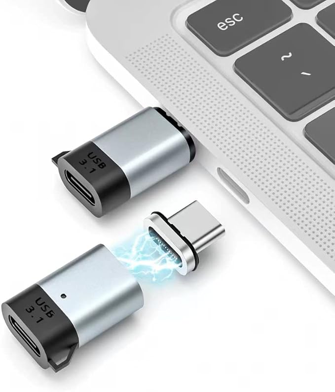 USB C Magnetic Adapter 24 pin Straight 2 Pack PD 100W Fast Charging 10Gbs Data Transfer USB3.1
