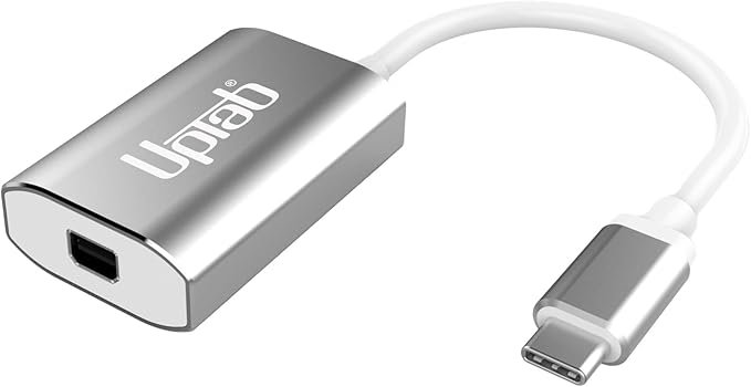 USB C to Mini DisplayPort Adapter UPTab 4K@60Hz USB-C Thunderbolt 3 to MDP Adapter with Power Port for New M4 MacBook Pro/Air, iPad Pro, Mac mini M4, iMac, and More (Silver)