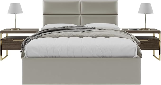 Vänt Upholstered Wall Panels - King/Cal King Size Wall Mounted Headboards - Metallic Neutral Champagne - Twin/King - Set of 4 Panels (Each Individual Panel 39"x11.5")