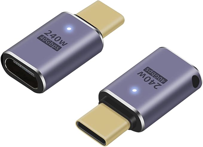 2 Pack USB C Extender Adapter 40Gbps, USB 4 & Thunderbolt 4 Male to Female Extension Adapter, PD 3.1 240W Fast Charging, 8K@60Hz Video, Type-C Connector for MacBook Pro