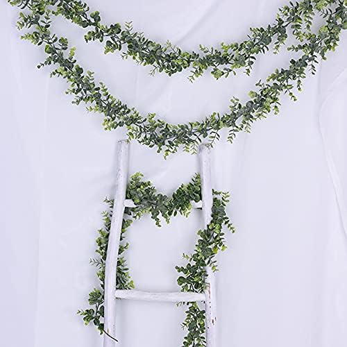 DearHouse 6 Pack Faux Eucalyptus Garland Plant, Artificial Vines Hanging Eucalyptus Leaves Greenery Garland for Wedding Backdrop Arch Wall Decor, 5.9 Feet/pcs UV Protected Indoor Outdoor