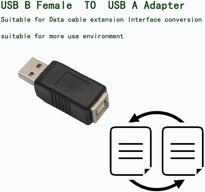 USB 2.0 Adapter, 2 Pack USB Type A Male to Type B Female Printer Scanner Cord, for Hard Drive Scanner Adapter