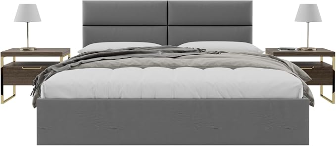 Vänt Upholstered Wall Panels - King/Cal King Size Wall Mounted Headboards - Vintage Leather Gray Pewter - Twin/King - Set of 4 Panels (Each Individual Panel 39"x11.5")