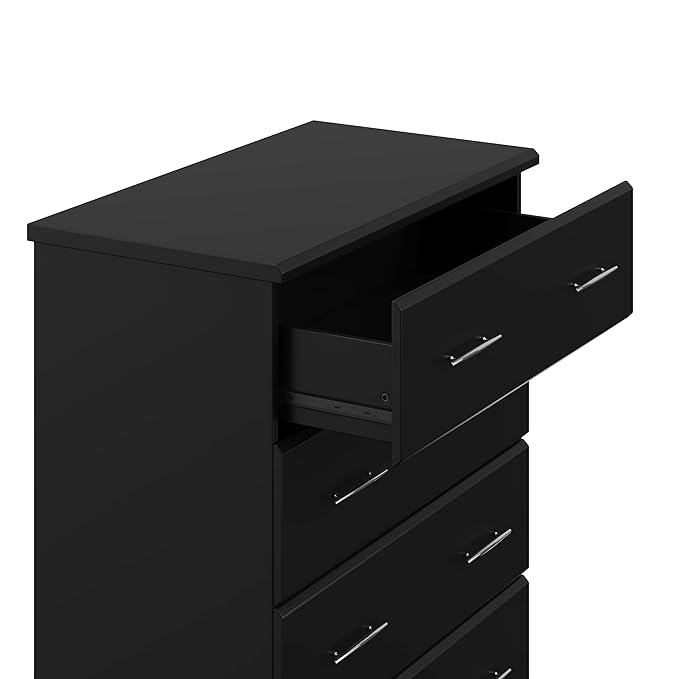 Storkcraft Brookside 4 Drawer Dresser (Black) – GREENGUARD Gold Certified, Nursery Dresser for Kids Bedroom, Chest of Drawers