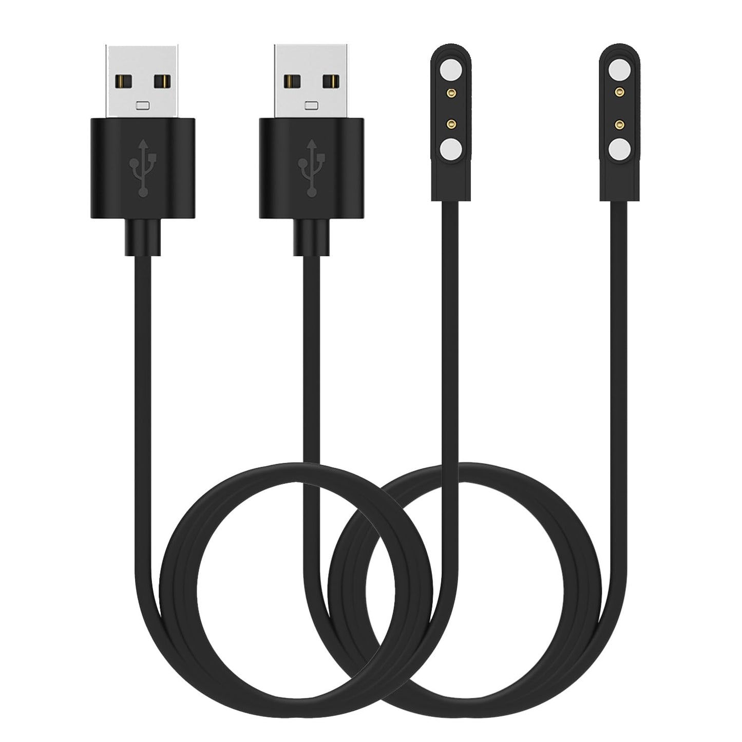 RuenTech 2-Pack Chargers for MOJIAJIZERA Smart Watch, Replacement Magnetic Charging Cable (Black&Black)