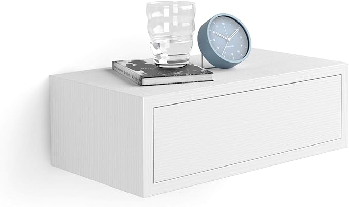 Mobili Fiver, Riccardo Floating nightstand, Ashwood White, Made in Italy