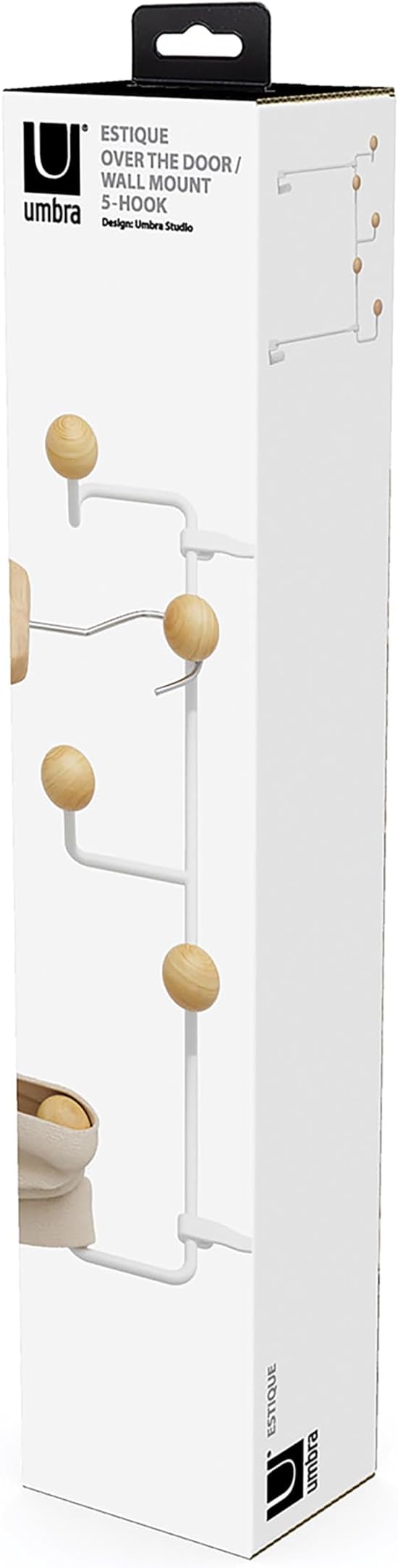 Umbra Estique Over The Door Coat Rack & Multi-Use Organizer, for Coats, Bags, Hats & More, Small, White/Natural (Pack of 3)