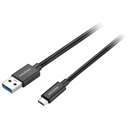 INSIGNIA USB Cables, 20Gbps High-Speed Charging & Data Sync, Braided Nylon, Compatible with MacBook, Laptop, iPhone, iPad, Android (3.3 ft (Black), USB to USB-C)