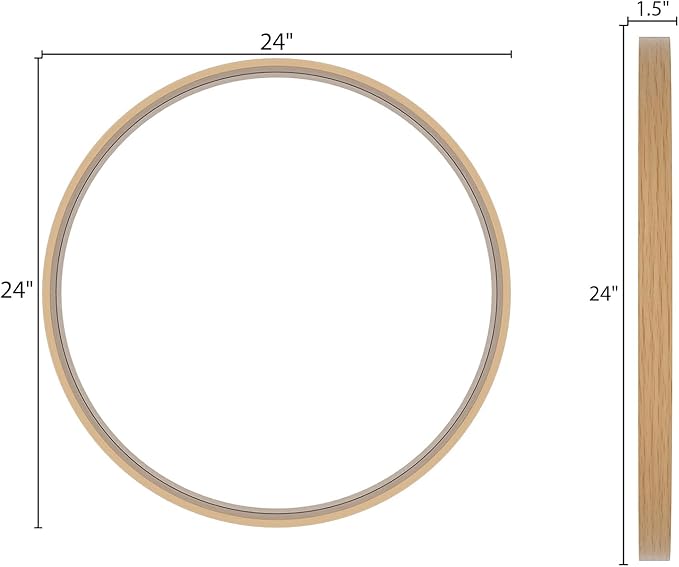 WallBeyond Round Wood Mirror 24 inch Circle Wall Mirror for Bathroom Round Wall Mirror for Wall Decor, Vanity, Entryway Living Room (Natural)