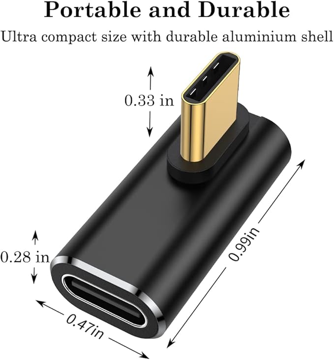 AuviPal 90 Degree USB C Adapter (2 Pack), L Shape Left and Right USB Type C Connector for Meta Quest, MacBook, iMac, iPad, iPhone 16 15 Series and Other Type C or Thunderbolt 4/3 Devices - Black