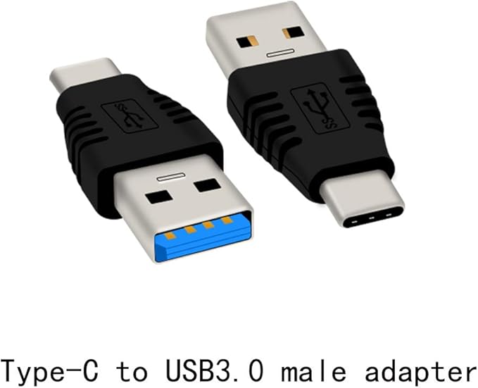 Type-C Male to USB3.0 Male Adapter，USB C to USB A 5G 3A Converter, USB 3.1 AM to CM Support Data Synchronization and Charging, Suitable for Mobile Phones, Computers,2-Pack