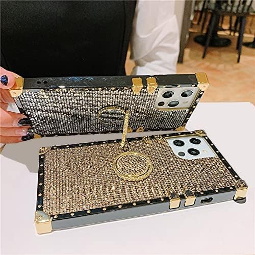 LG Stylo 5 Bling Case, White Luxury Glitter Soft TPU Trunk Cover with Finger Ring Grip Kickstand