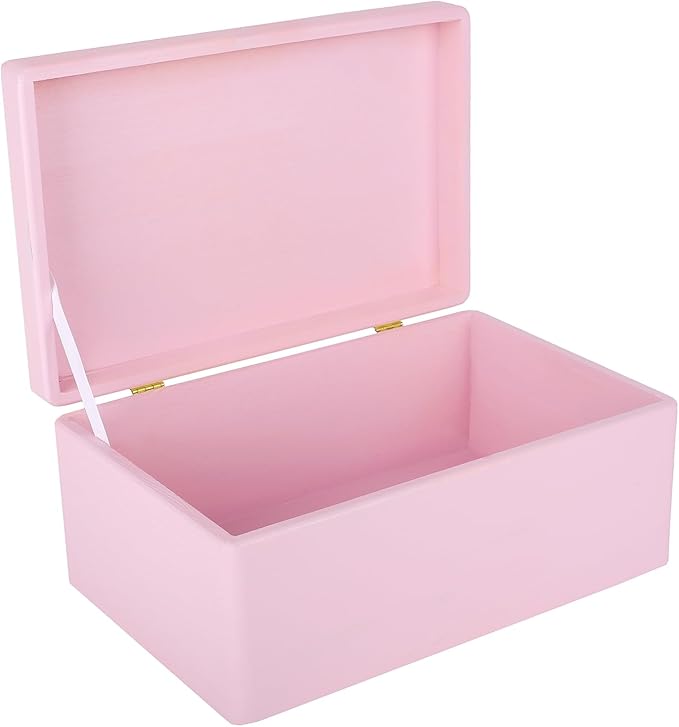 Large Pink Wooden Box Storage with Hinged Lid | 11.8 x 7.87 x 5.51 inches (+-0.5) | Gift Box Kitchen Storage | Product NOT Intended for 15 Years OR Below