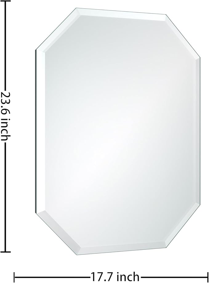 Silver Wall Mirror-Beveled Edge Frameless Mirror for Bathroom, Vanity, Bedroom, Rectangle Mirrors （18X24inch）
