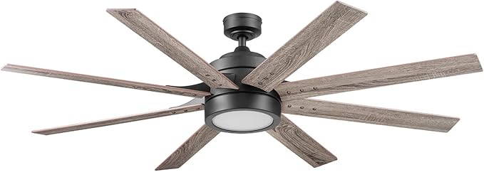 Honeywell Ceiling Fans Xerxes Modern 62 Inch Ceiling Fan with Light, Remote Control Fan, LED Indoor Fan with 8 Blades, Dark Elm and Rough Pine Blade Finish Options, Bronze (50609-01)