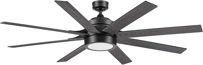 Honeywell Ceiling Fans Xerxes, 62 Inch Modern Indoor Ceiling Fan with Lights and Remote Control, Color Changing LED, 8 Dual Finish Blades, Reversible Motor - 51904-01 (Black)
