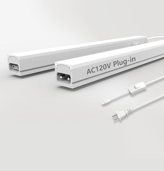 Under Cabinet Lighting Plug in, 16 Inch 2 Pcs, Linkable AC120V 3CCT 3000K/4000K/5000K Ultra Slim, LED Under Cabinet Lights for Counter Light, Kitchen, Shelf, Sink, Workshop, Desk, White