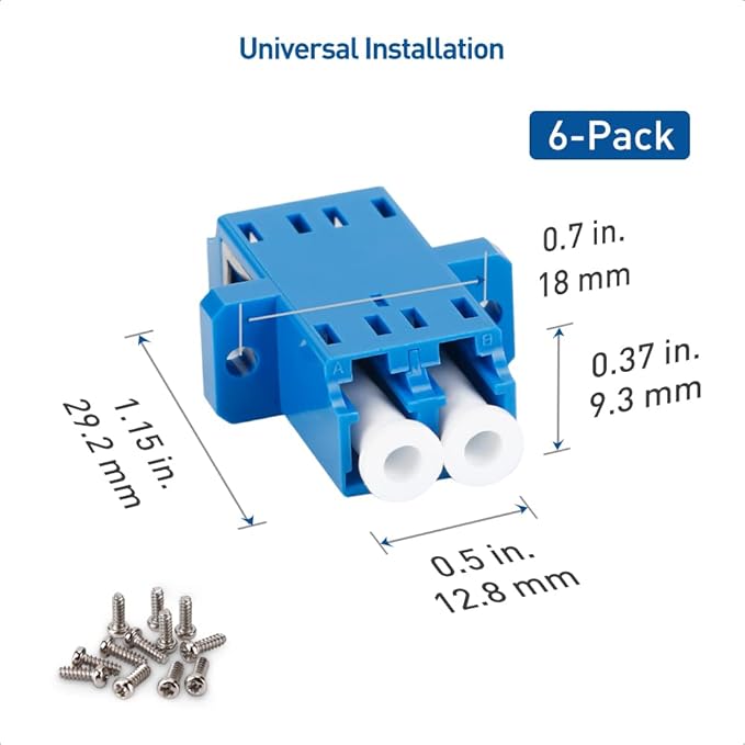Cable Matters 6-Pack, LC to LC UPC Duplex OS2 Single Mode Fiber Optic Adapter, OS2 LCLC Fiber Coupler
