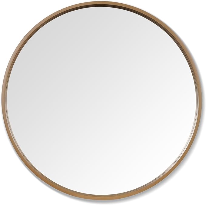 WallBeyond Round Wood Mirror 28" Circle Wall Mirror for Bathroom Round Wall Mirror for Wall Decor, Vanity, Entryway Living Room, Honey