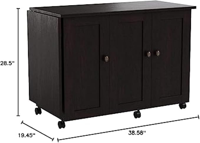 Sauder Miscellaneous Storage Easy Rolling Sewing and Craft Table/Cart/ Pantry cabinets, Cinnamon Cherry finish