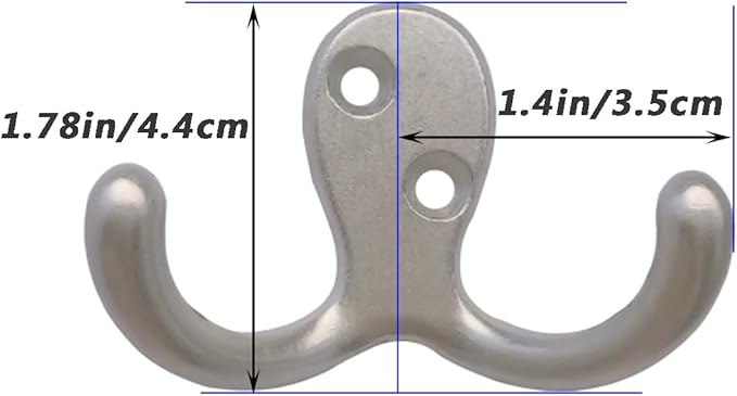 20 Pcs Coat Hooks Hardware Wall Hooks Heavy Duty Hooks for Hanging Coats Double No Rust Hook Wall Mounted for Key, Towel, Bags, Cup, Hat