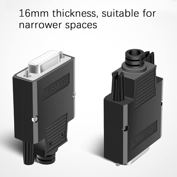 10PCS DB15 Solderless Connector, RS232 D-SUB Serial to 15-pin Port 16mm Thinner Terminal Female Adapter Breakout Board with Case Long Bolts Nuts